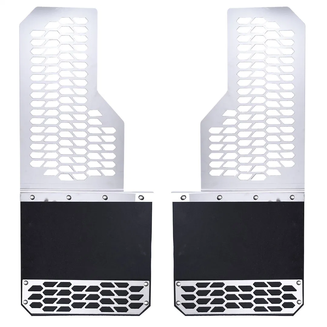 78120 – PUTCO Mud Flap, Direct Fit Set Of 2 Flat Without Logo Brushed Stainless Steel Bolt On Mount With Anti-Sail Br...